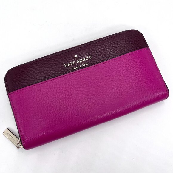 Kate Spade Staci Purple & Pink Color Block Large Bifold Wallet - Picture 1 of 12